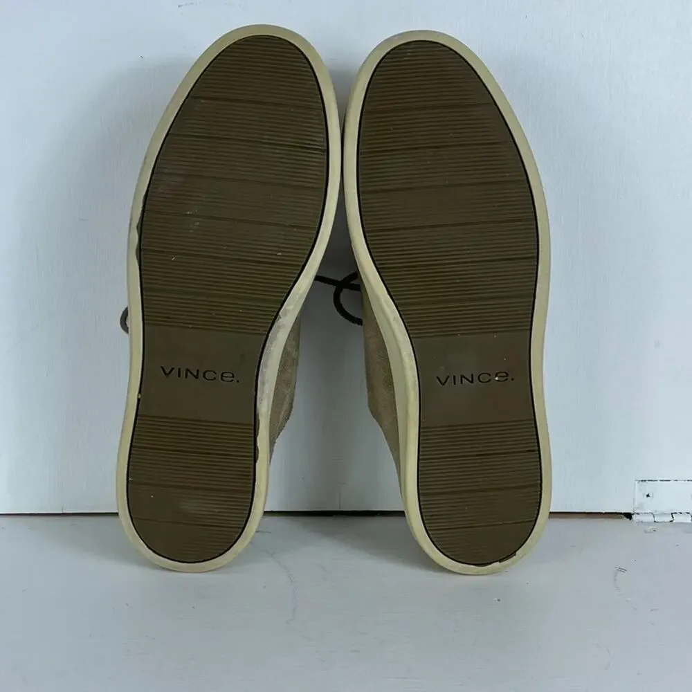 VINCE Casual Shoes Mens 10M Copeland Beige Suede Leather Laces Sneakers